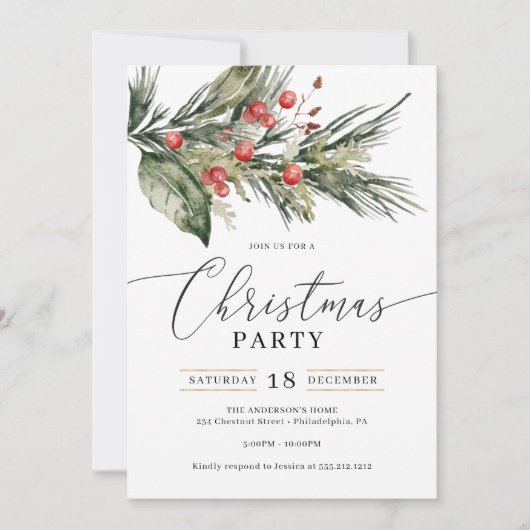 Elegant Watercolor Kerstfeest Kaart (Voorkant)