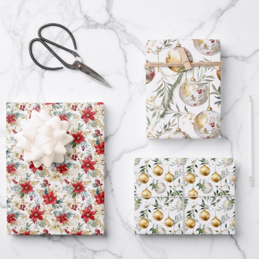 Elegant Watercolor Kerstmis Inpakpapier Vel (Voorkant)