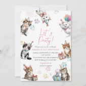 Elegant  Watercolor Kitten Cat 2nd Birthday  invit Kaart (Voorkant)