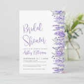 Elegant Watercolor Lavender Floral Bridal Shower Kaart (Staand voorkant)