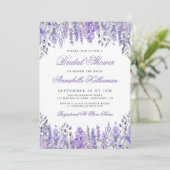 Elegant Watercolor Lavender Floral Bridal Shower Kaart (Staand voorkant)