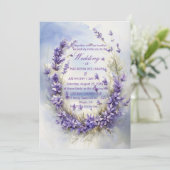 Elegant Watercolor Lavender Wedding Rustic Kaart (Staand voorkant)