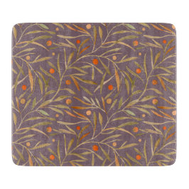 Elegant Watercolor Leaf Pattern  Purple Background Snijplank