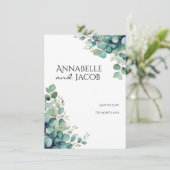 Elegant Watercolor Leaves Save The Date Card (Staand voorkant)