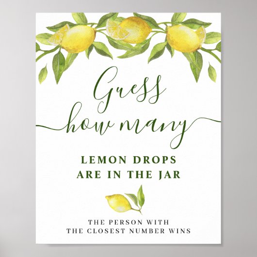 Elegant Watercolor Lemon Bridal Shower Poster (Voorkant)