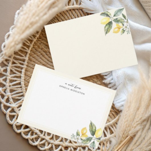 Elegant Watercolor Lemon Citrus Notitiekaartje