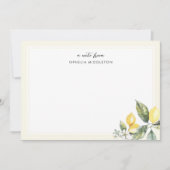 Elegant Watercolor Lemon Citrus Notitiekaartje (Voorkant)