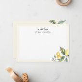 Elegant Watercolor Lemon Citrus Notitiekaartje (Voorkant / Achterkant in situ)