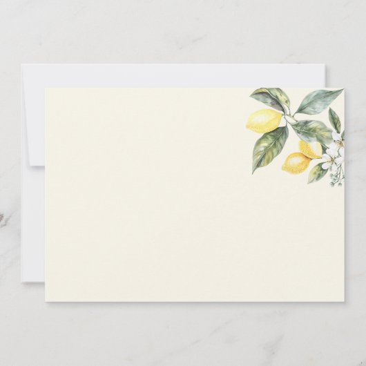 Elegant Watercolor Lemon Citrus Notitiekaartje (Achterkant)