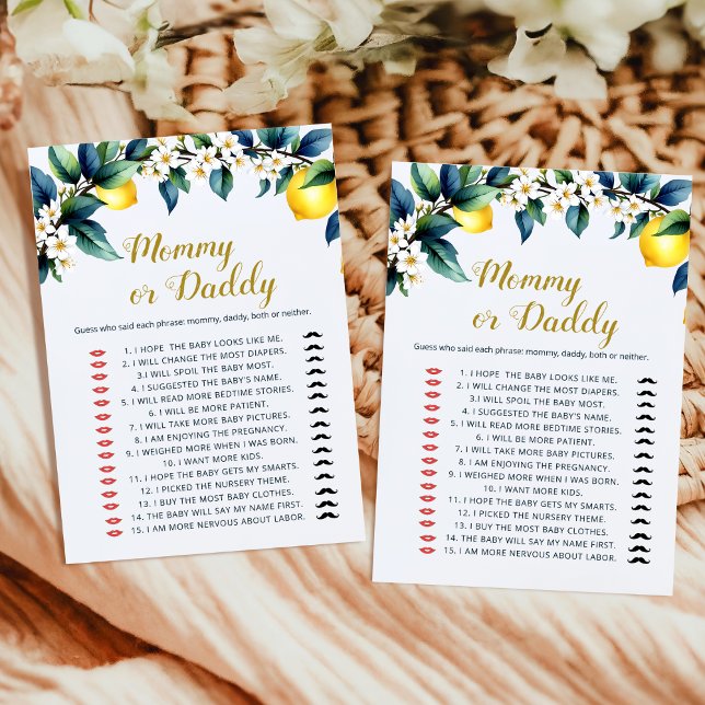 Elegant Watercolor Lemon Guess Who Mommy Daddy  (Creator heeft geüpload)