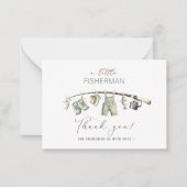 Elegant Watercolor Little fisherman Baby shower Notitiekaartje (Voorkant)