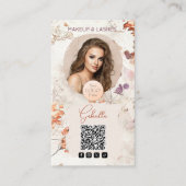Elegant Watercolor Logo QR Code Photo Makeup Visitekaartje (Voorkant)