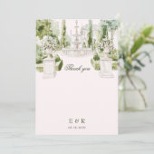 Elegant Watercolor Manor Garden Wedding Bedankkaart (Staand voorkant)