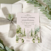 Elegant Watercolor Manor Garden Wedding Kaart