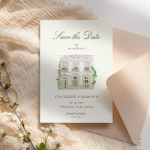 Elegant Watercolor Manor Photo Save The Date Card
