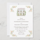 Elegant Watercolor Manor Rococo Wedding Kaart (Voorkant)