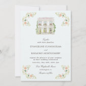 Elegant Watercolor Manor Rococo Wedding Kaart (Voorkant)