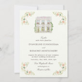 Elegant Watercolor Manor Rococo Wedding Kaart (Voorkant)