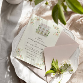 Elegant Watercolor Manor Rococo Wedding Kaart