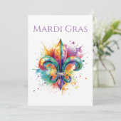 Elegant Watercolor Mardi Gras Kaart (Staand voorkant)