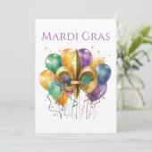 Elegant Watercolor Mardi Gras Kaart (Staand voorkant)
