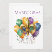 Elegant Watercolor Mardi Gras Kaart (Voorkant / Achterkant)