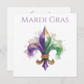 Elegant Watercolor Mardi Gras Kaart (Voorkant / Achterkant)