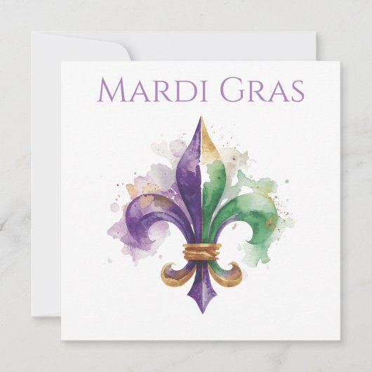 Elegant Watercolor Mardi Gras Kaart (Voorkant)