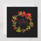 Elegant Watercolor Mistletoe Wreath and Bow Feestdagenkaart (Voorkant)