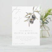 Elegant Watercolor Olive Branch Wedding Invitation Kaart (Staand voorkant)