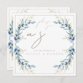 Elegant Watercolor Olive Branch Wedding Invitation Kaart (Voorkant / Achterkant)
