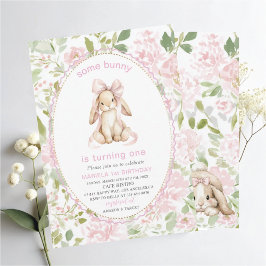 Elegant  Watercolor One 1st Birthday some bunny Gi Kaart