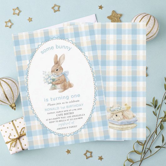 Elegant  Watercolor One 1st Birthday some bunny Gi Kaart
