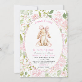 Elegant  Watercolor One 1st Birthday some bunny Gi Kaart
