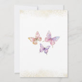 Elegant  Watercolor One 3rd Birthday Butterfly Gir Kaart (Achterkant)
