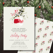 Elegant Watercolor Ornament Business Holiday Party Feestdagenkaart