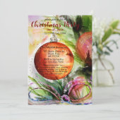 Elegant Watercolor Ornament Christmas Party Kaart (Staand voorkant)