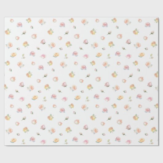 Elegant Watercolor Pastel Pink Blush Roses Pattern Cadeaupapier (Vlak)