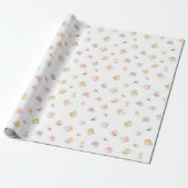 Elegant Watercolor Pastel Pink Blush Roses Pattern Cadeaupapier (Uitgerold)