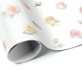 Elegant Watercolor Pastel Pink Blush Roses Pattern Cadeaupapier (Rol Hoek)