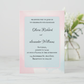 Elegant Watercolor Pastel Wedding Invitation Kaart