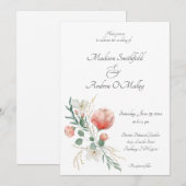 Elegant Watercolor Peach and Green Floral Wedding  Kaart (Voorkant / Achterkant)