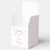 Elegant Watercolor Pink Bow Baptism Cube Bedankdoosjes (Geopend)