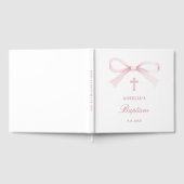 Elegant Watercolor Pink Bow Baptism Gastenboek (Volledig)