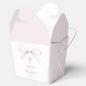 Elegant Watercolor Pink Bow Baptism Take Out Bedankdoosjes (Geopend)