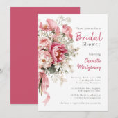 Elegant Watercolor Pink Floral Bridal Shower  Kaart (Voorkant / Achterkant)