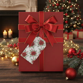 Elegant Watercolor Poinsettia Christmas To / From  Cadeaulabel