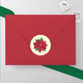 Elegant Watercolor Poinsettia Winter Wedding Ronde Sticker
