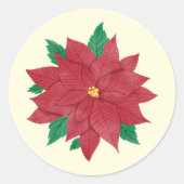 Elegant Watercolor Poinsettia Winter Wedding Ronde Sticker (Voorkant)