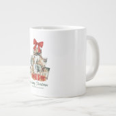 Elegant Watercolor Red Bow Family Christmas Tree Grote Koffiekop (Voorkant rechts)